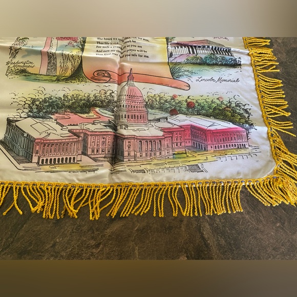 1950’s Fringed Satin Pillow Case “Beautiful Washington” - Picture 8 of 8